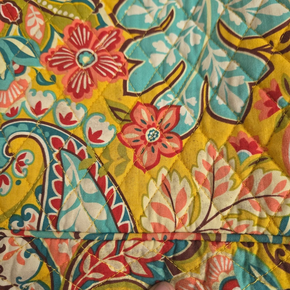 Vera Bradley Sun Valley Quilted Cotton Tote Bag Yellow Floral‎ Paisley Large - Picture 3 of 7